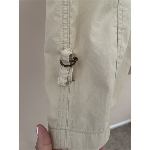 Caribbean Joe Capris Utility Cropped Pants Women's 10 Petite Beige D-Ring Belted - Picture 3 of 8